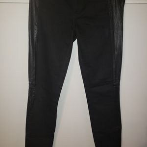Tory Burch Black Leather trimmed jeans sz 28